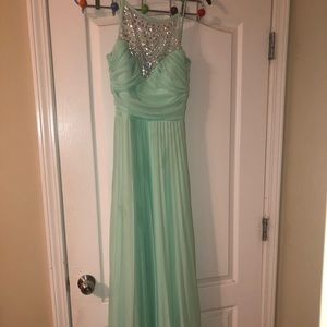 Mint green, sparkly formal dress